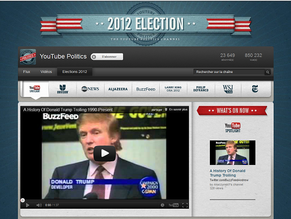 Youtube lance sa chaîne pour les élections présidentielles américaines
